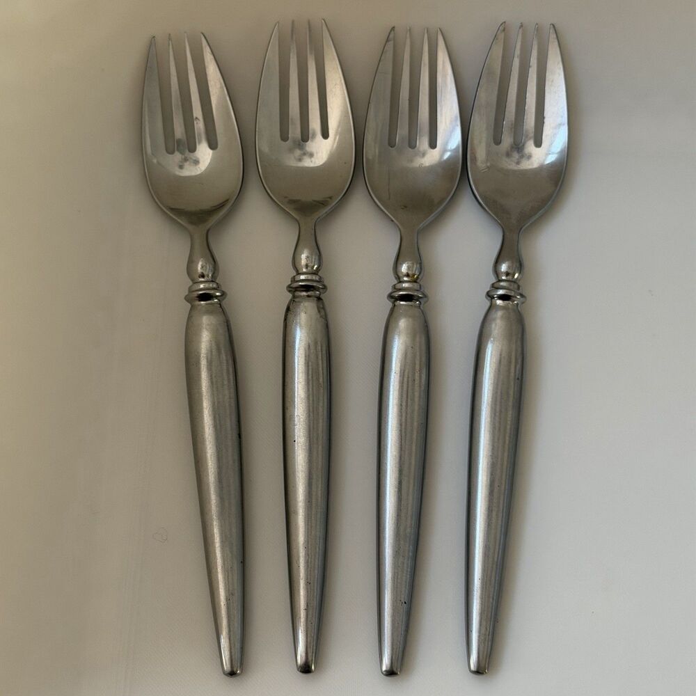 4pc SALADMASTER Ellise Dinner Forks Stainless 7 3/4” Satin Frosted Japan